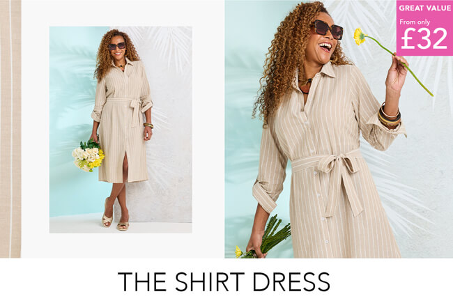 Stripe Cotton Belted Dress - LS656